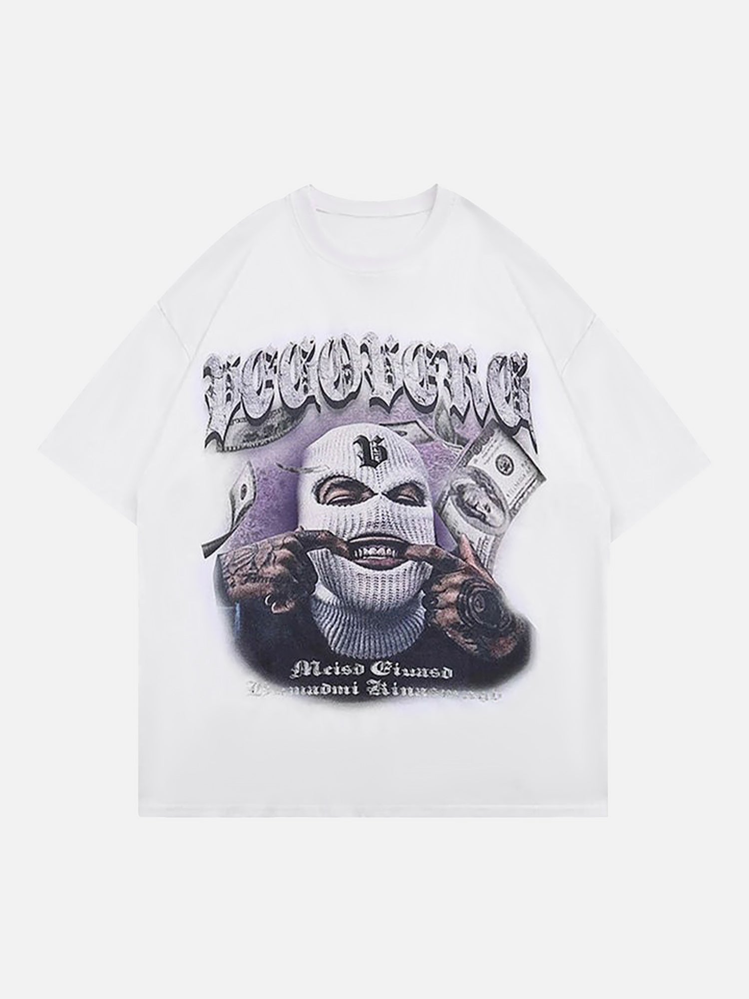 Masked Gangster Portrait Printed T-Shirt