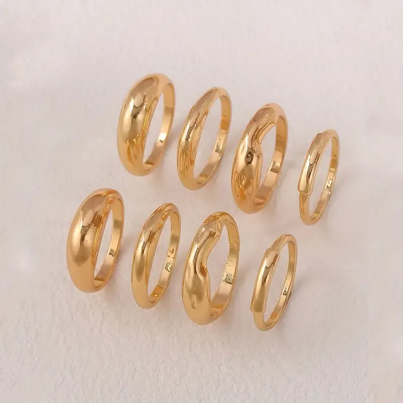 Block Crown Ring Set