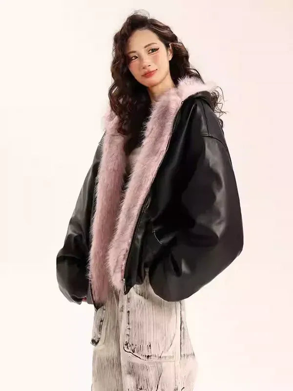 Rosavax Leather Puff Jacket