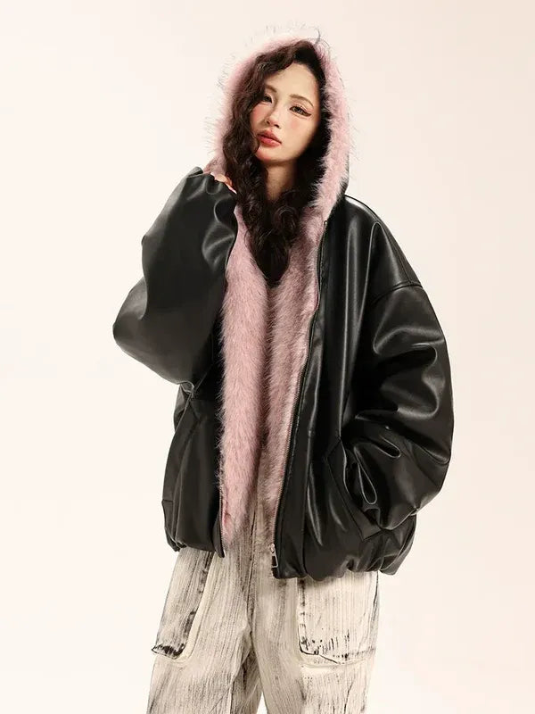 Rosavax Leather Puff Jacket