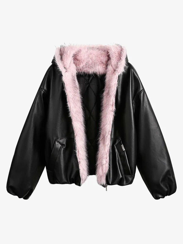 Rosavax Leather Puff Jacket