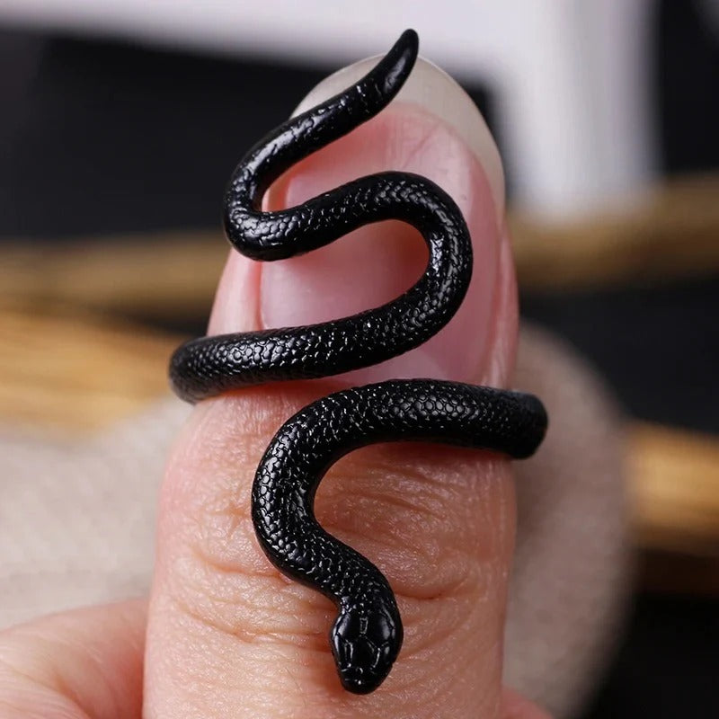 Obsidian Serpent Ring