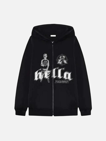 'Hella' Zip Up Hoodie