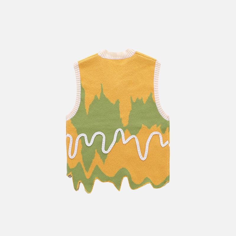 Wavy Color Block Knitted Sweater - UrbanLaws