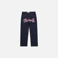 Letter Embroidery Distressed Denim Pants - UrbanLaws