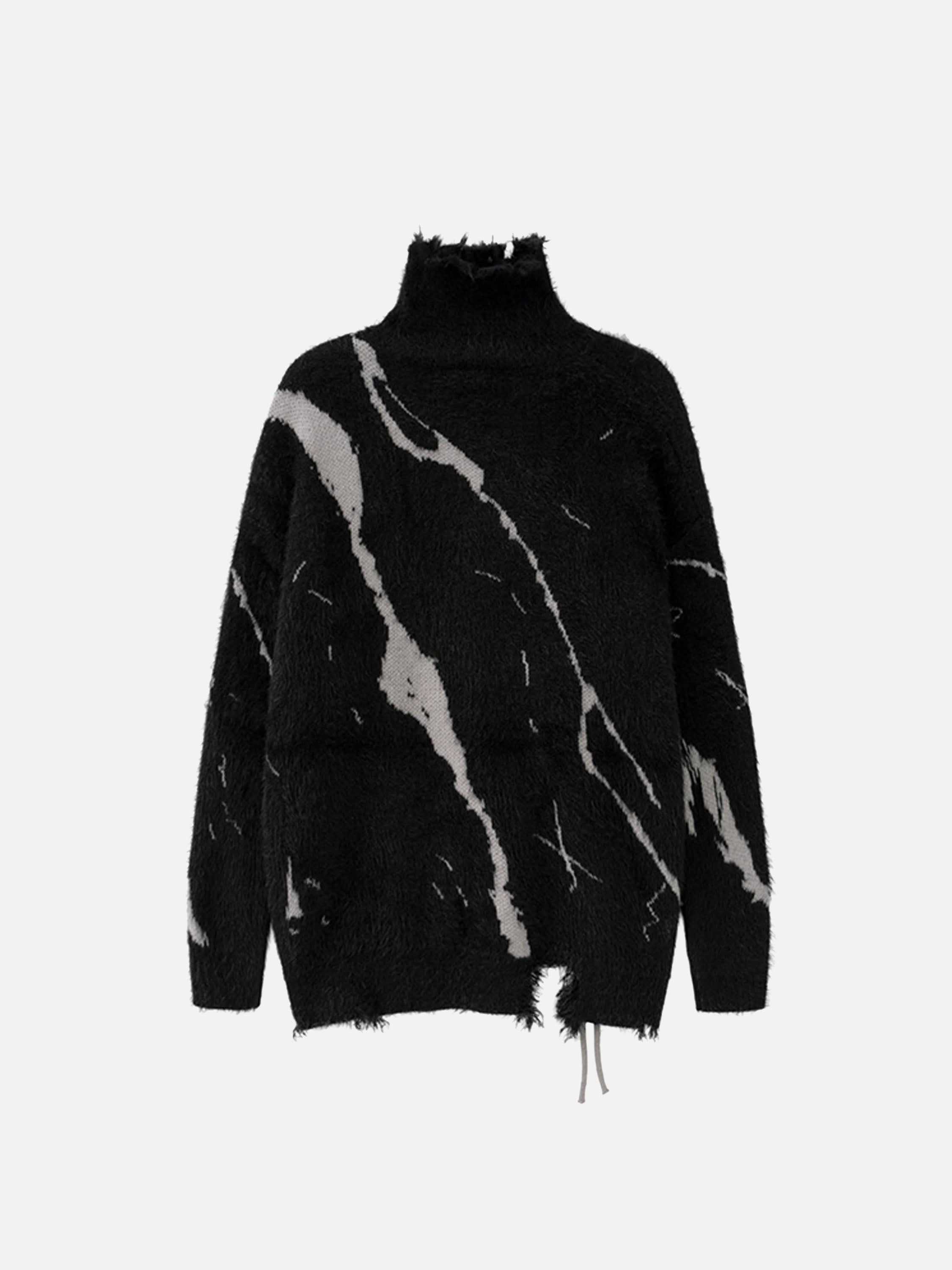 Rip Damage Design Turtleneck Knitwear Sweater