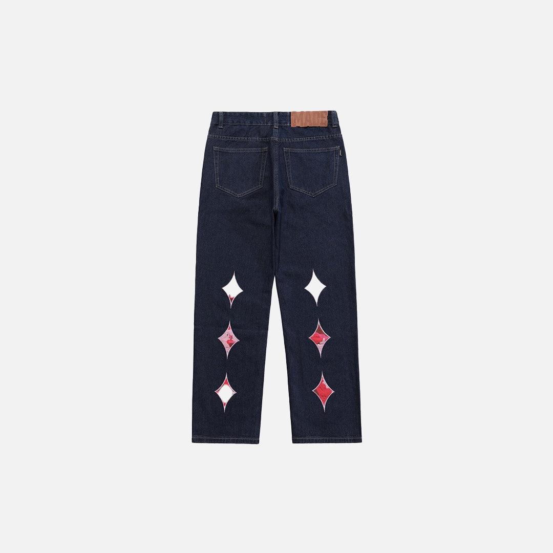 Letter Embroidery Distressed Denim Pants - UrbanLaws