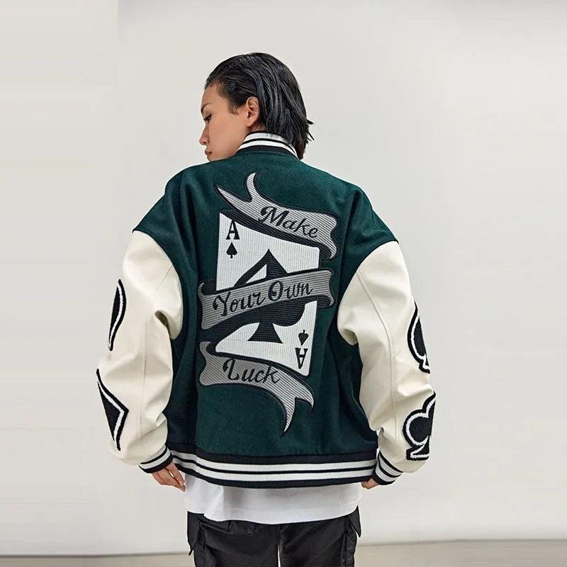 Vintage WIN Embroidered Letter Baseball Jacket (Unisex) - UrbanLaws