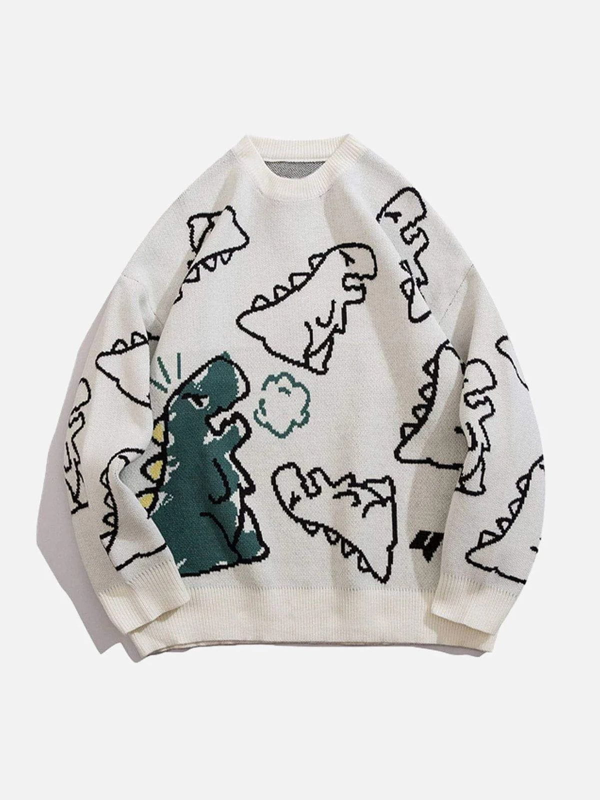 Dinosaur Cartoon Pattern Knit Sweater