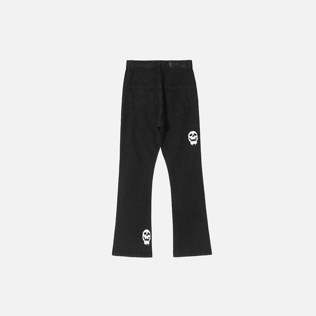 Skull Frayed Flare Trousers - UrbanLaws