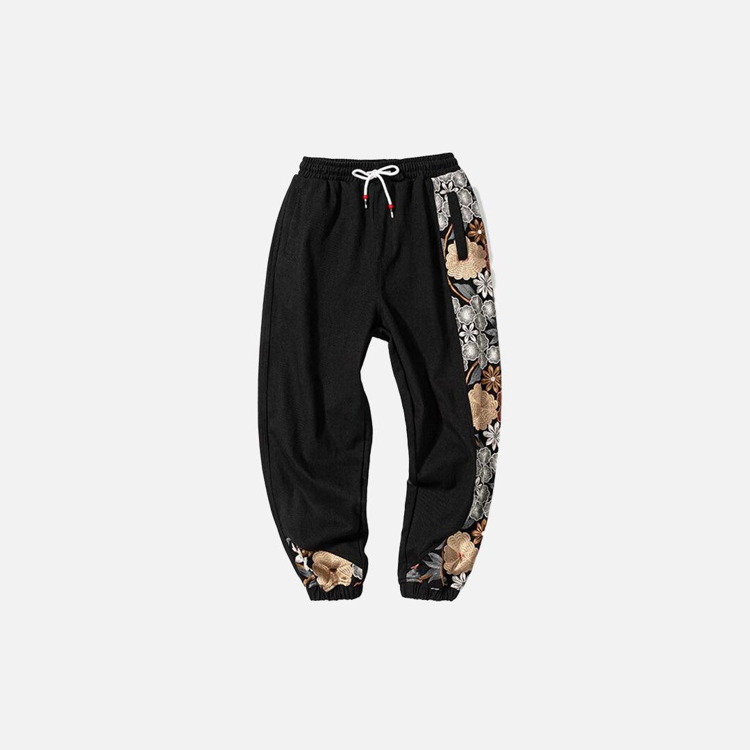 Flower Embroidery Sweatpants - UrbanLaws