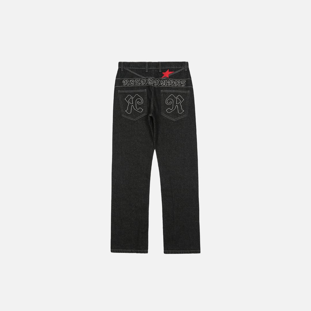 Black Baggy Star Denim Jeans - UrbanLaws