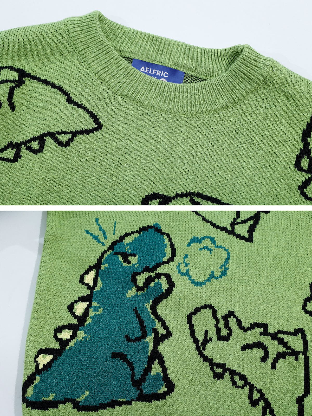 Dinosaur Cartoon Pattern Knit Sweater