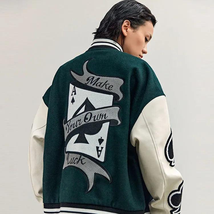 Vintage WIN Embroidered Letter Baseball Jacket (Unisex) - UrbanLaws