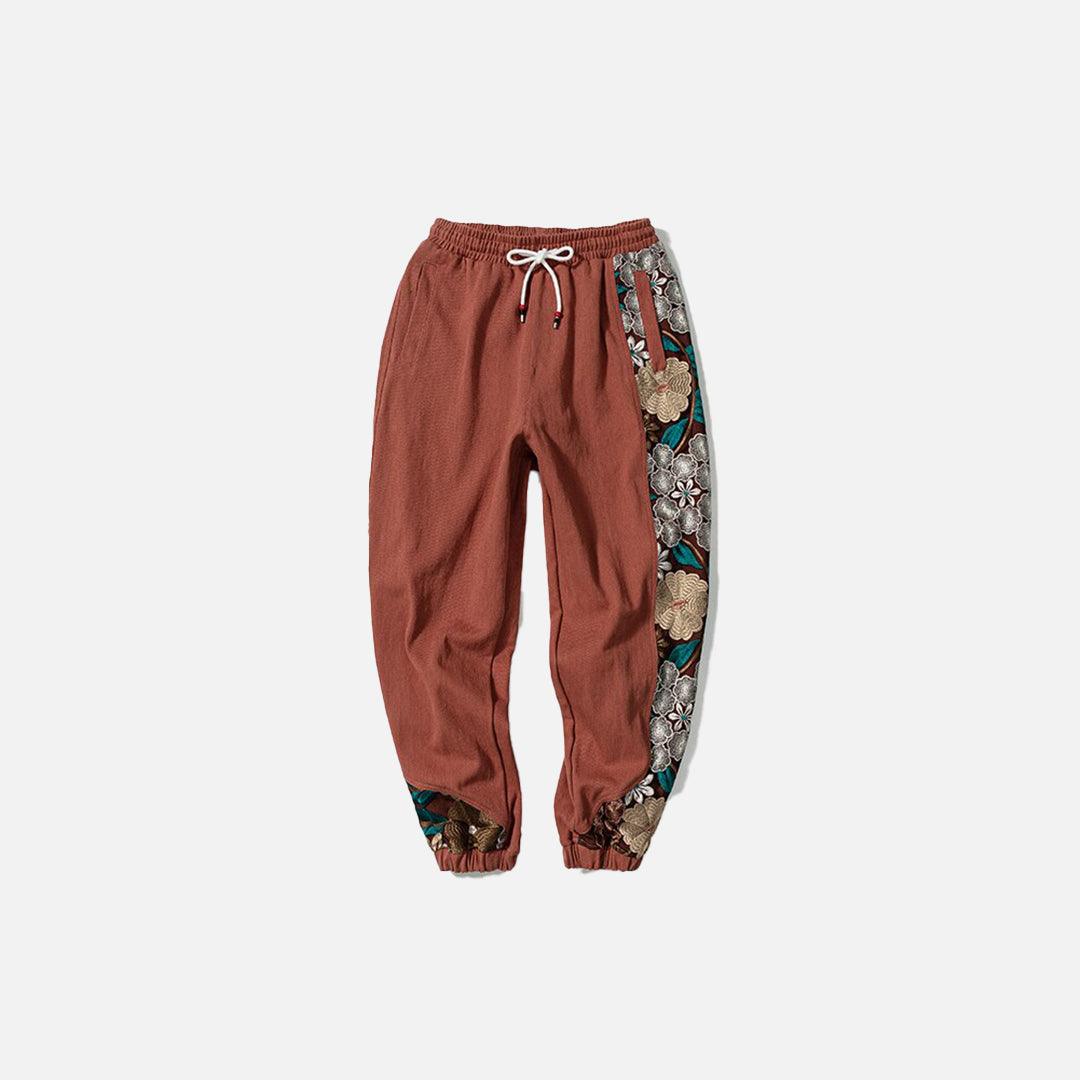 Flower Embroidery Sweatpants - UrbanLaws