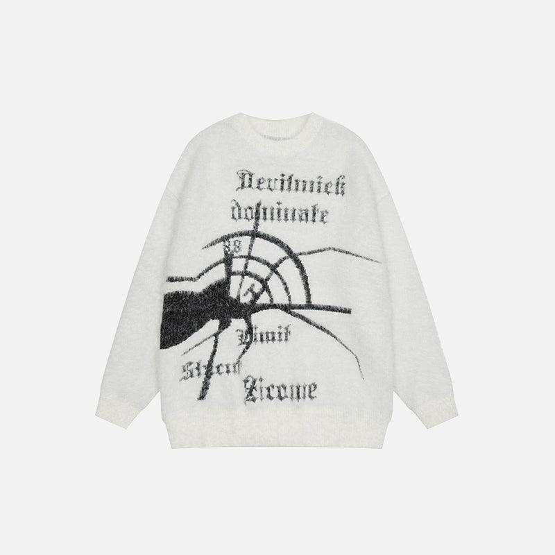 Spider Graphic Knitted Sweater - UrbanLaws