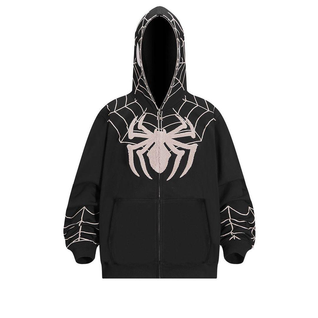 Spiderman Full Zip Hoodie Black - UrbanLaws