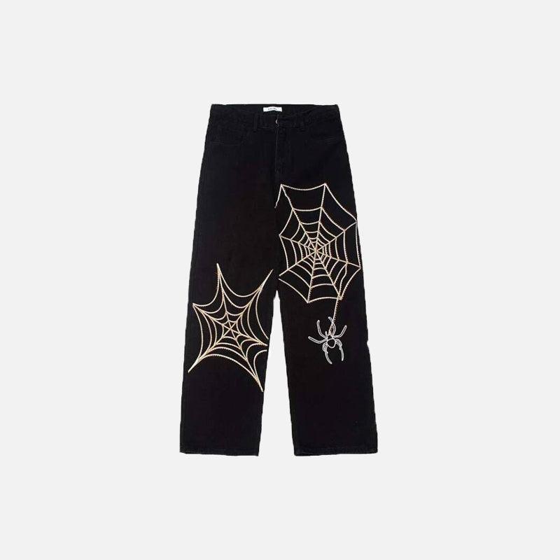 Spider Web Denim Trousers - UrbanLaws