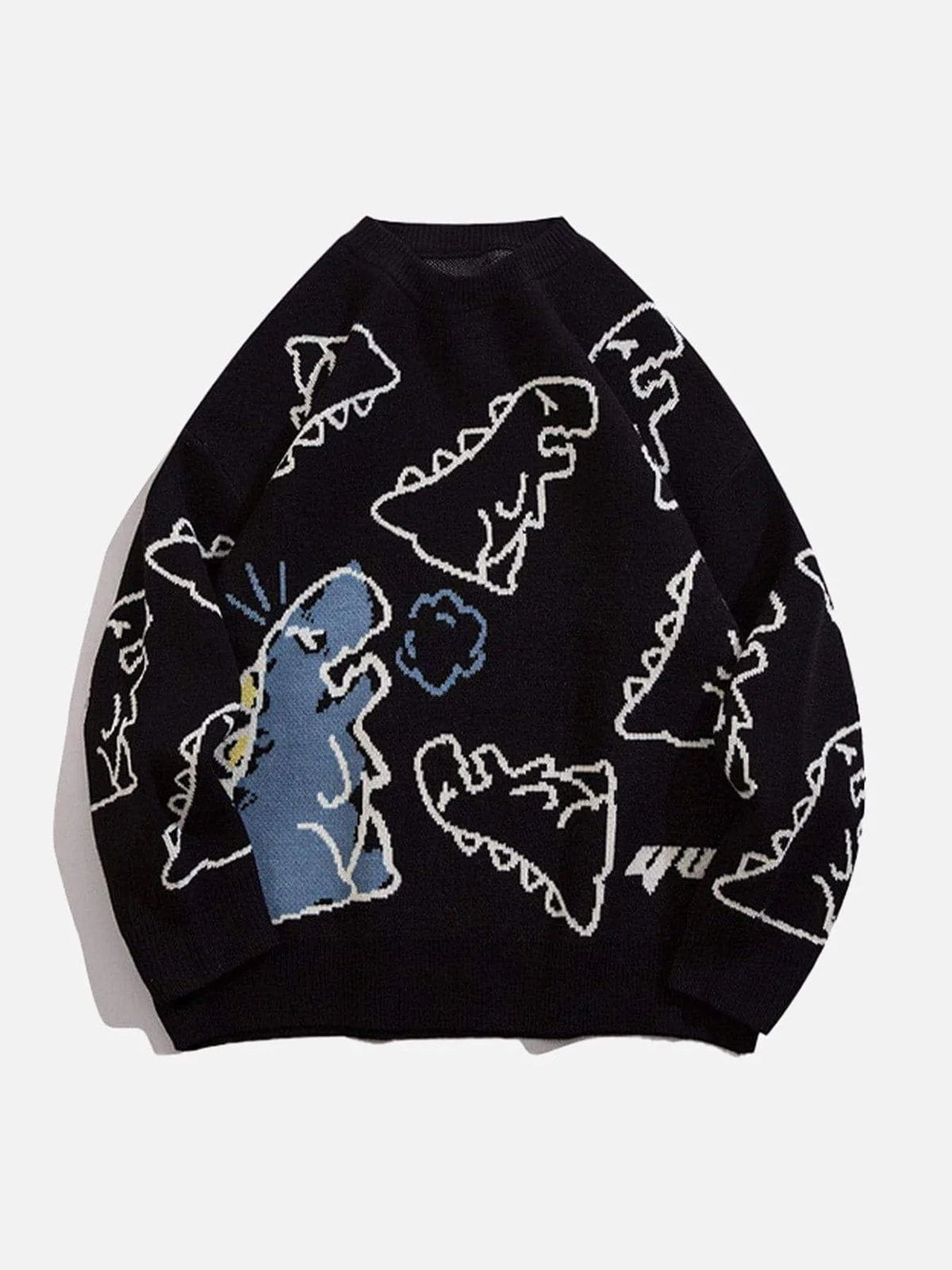 Dinosaur Cartoon Pattern Knit Sweater