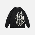 Hand Drawn Cat Knitted Sweater - UrbanLaws