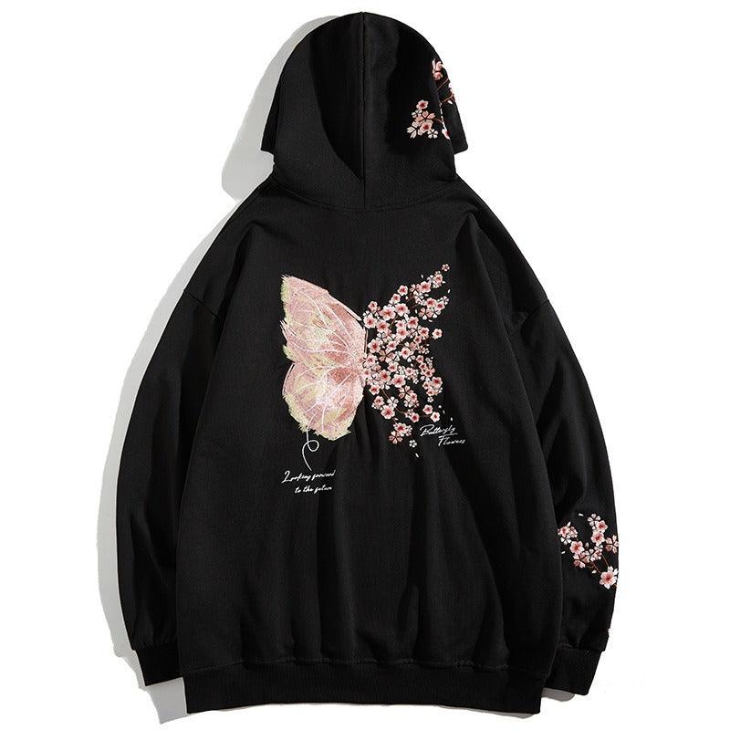 Sakura Butterfly Embroidered Hoodie - UrbanLaws