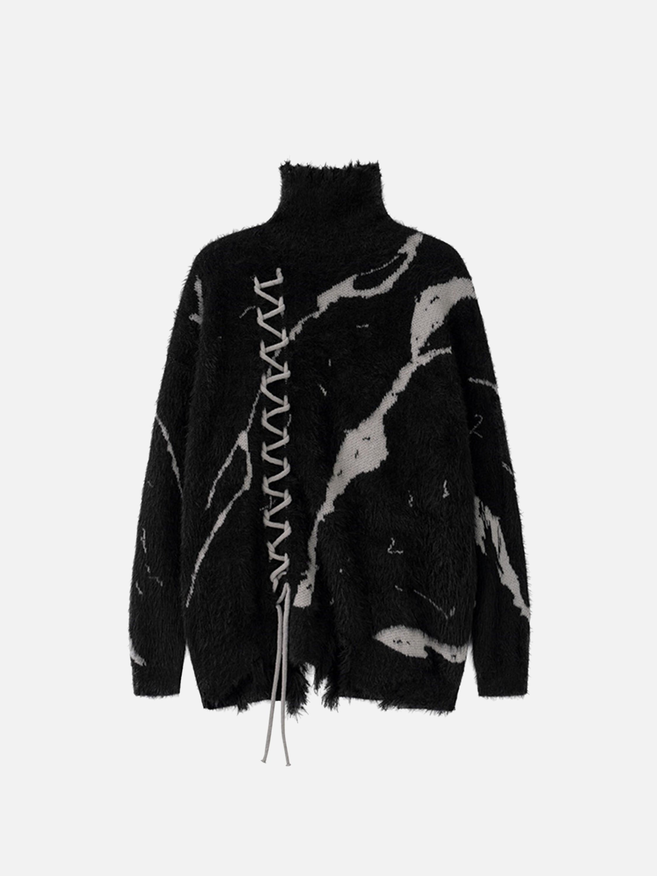 Rip Damage Design Turtleneck Knitwear Sweater