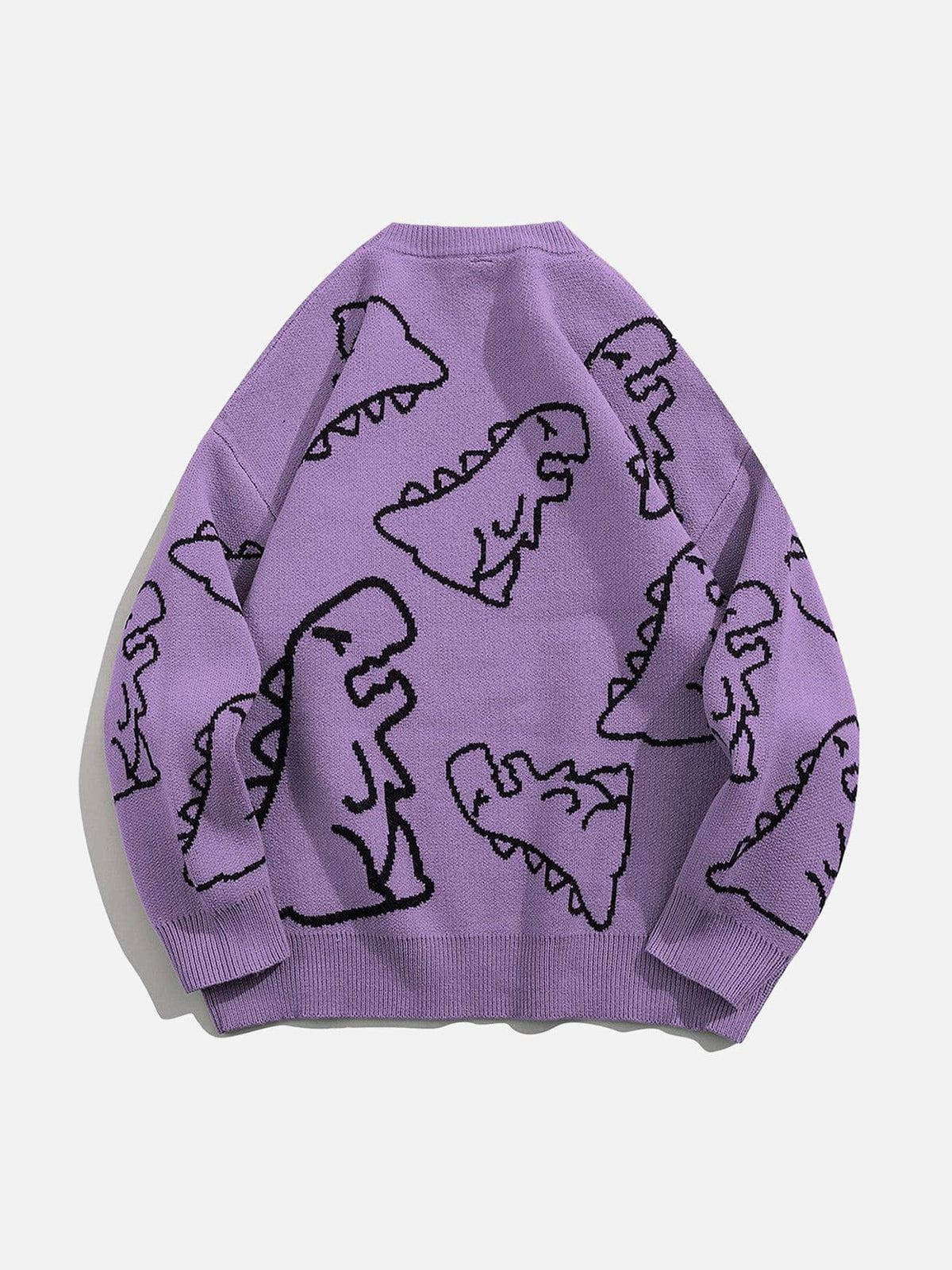 Dinosaur Cartoon Pattern Knit Sweater