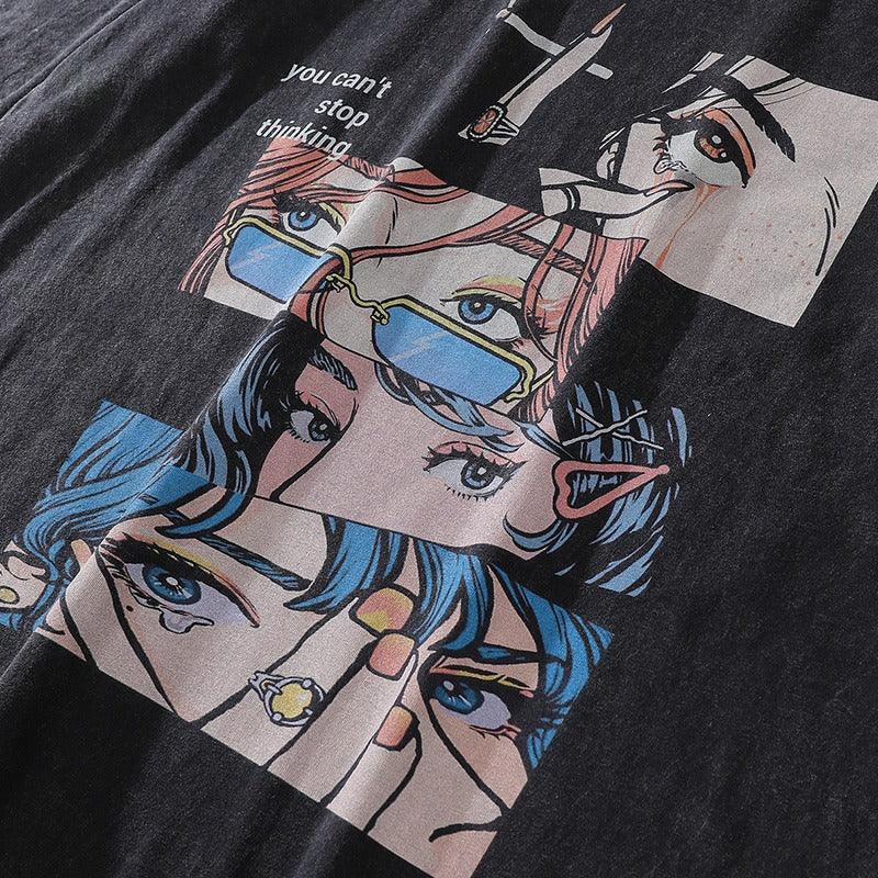 Washed Anime T-shirt Retro - UrbanLaws