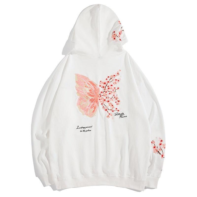 Sakura Butterfly Embroidered Hoodie - UrbanLaws