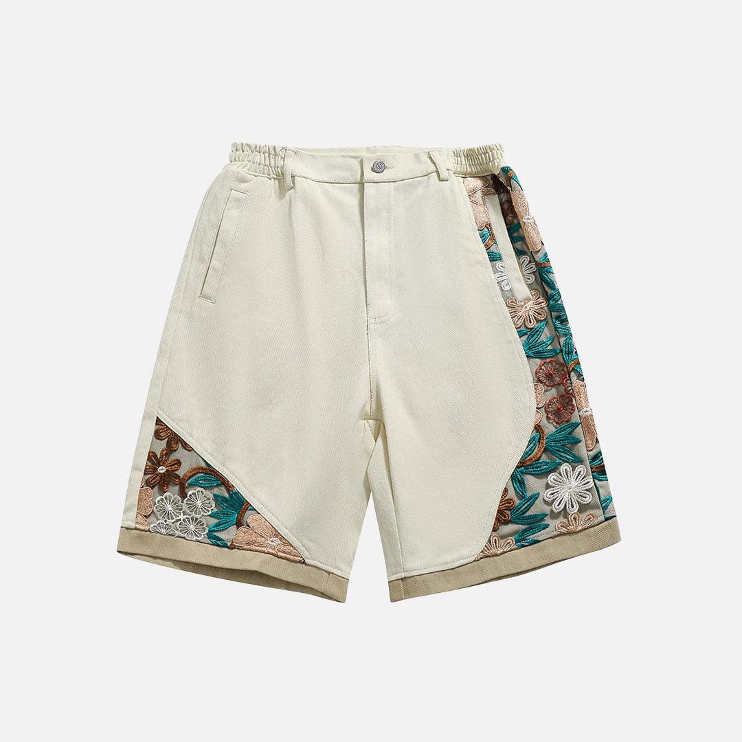 Floral Patchwork Denim Shorts - UrbanLaws