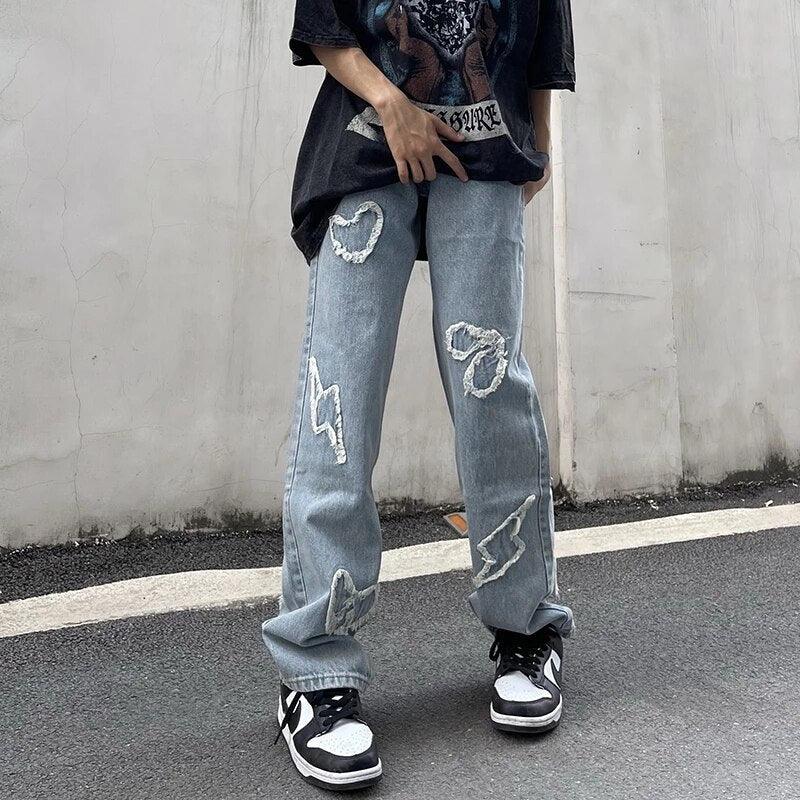 Love Embroidery Jeans - UrbanLaws