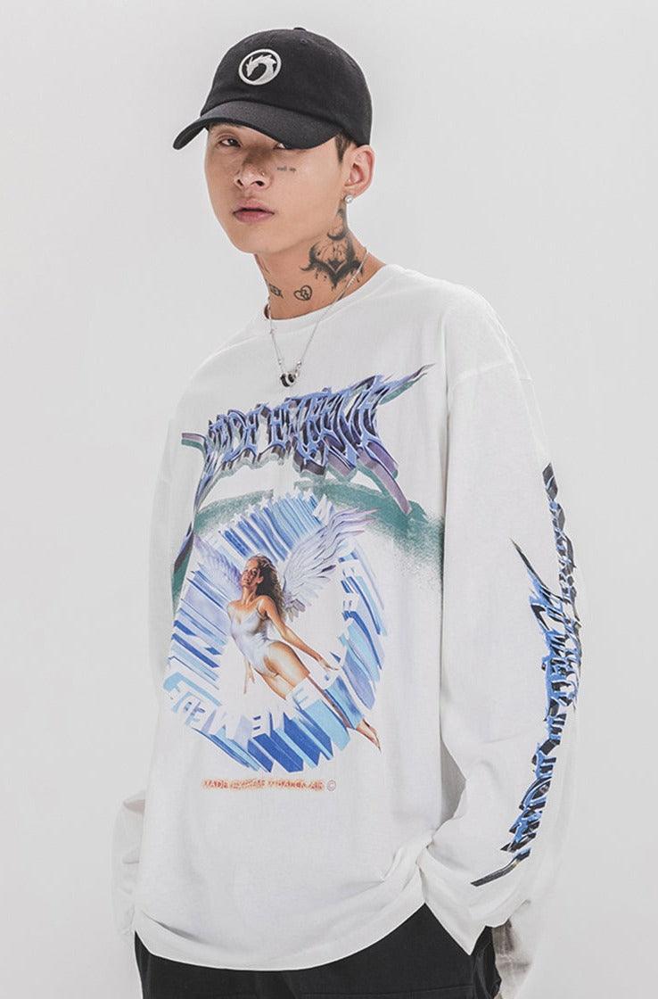 ◆SATUR◆ Angel graphic sweatshirt melange ivory SA244UTM13M Graphic Prism Crewneck Sweatshirt - White | Levi's® US
