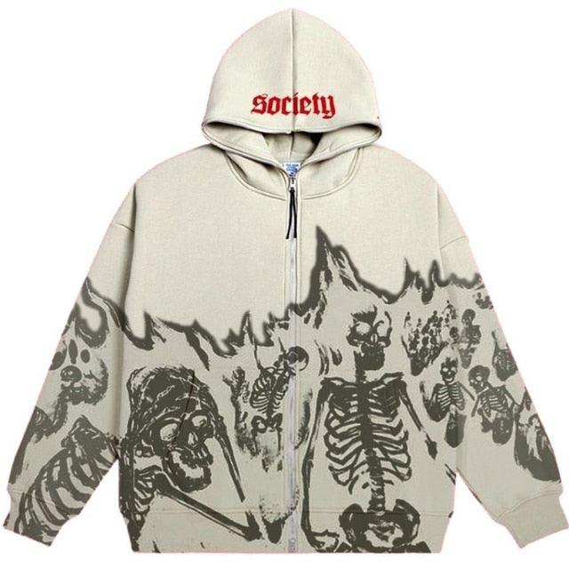 Skull Hoodies Gothic Zip Up - UrbanLaws