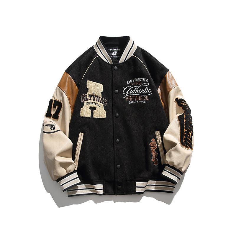 Vintage Embroidered Letter Baseball Jacket - UrbanLaws