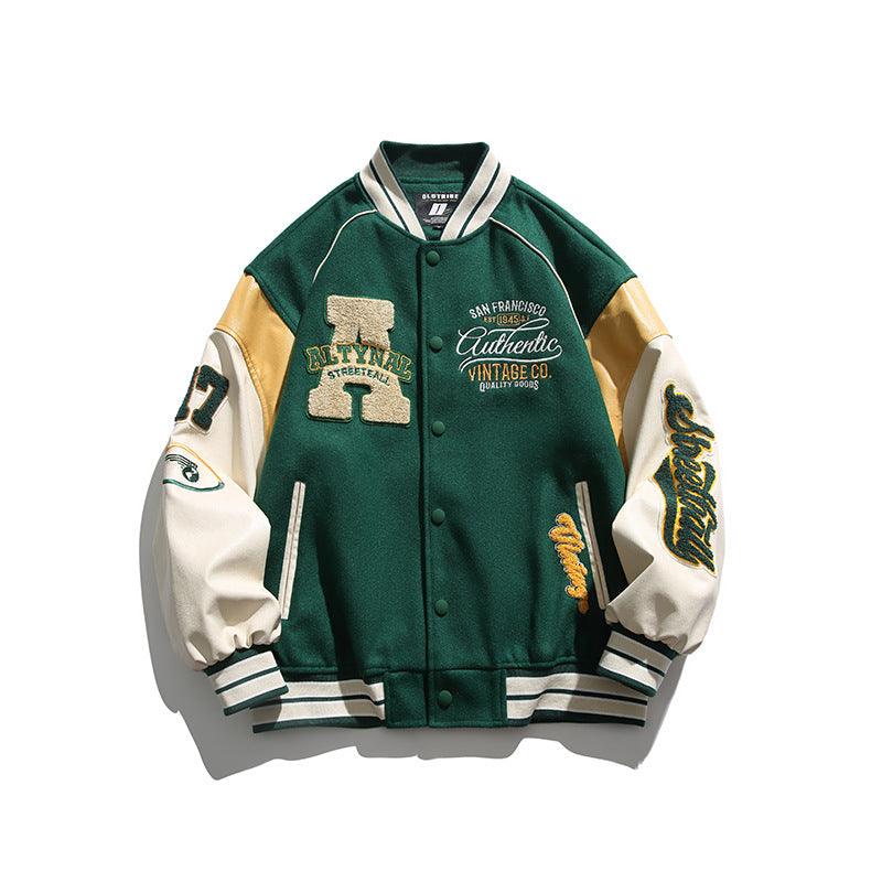 Vintage Embroidered Letter Baseball Jacket - UrbanLaws