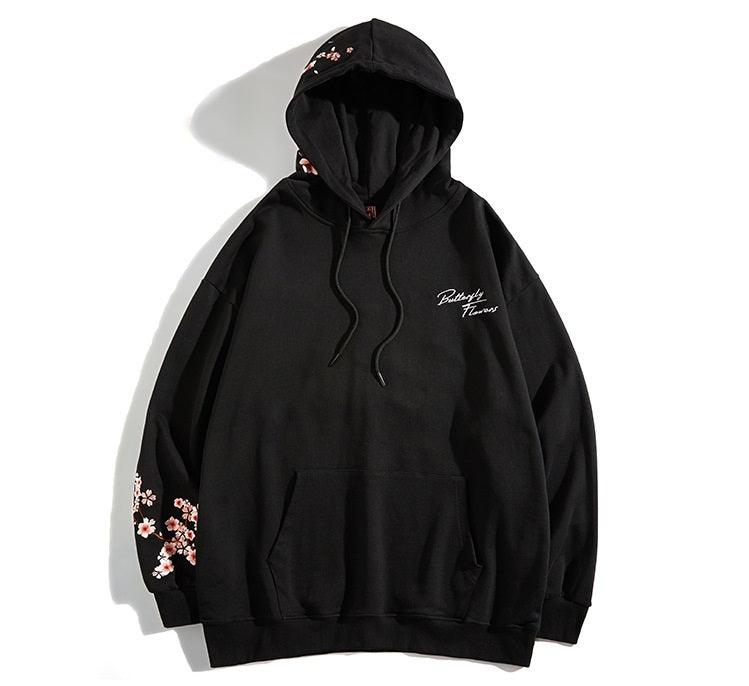 Sakura Butterfly Embroidered Hoodie - UrbanLaws