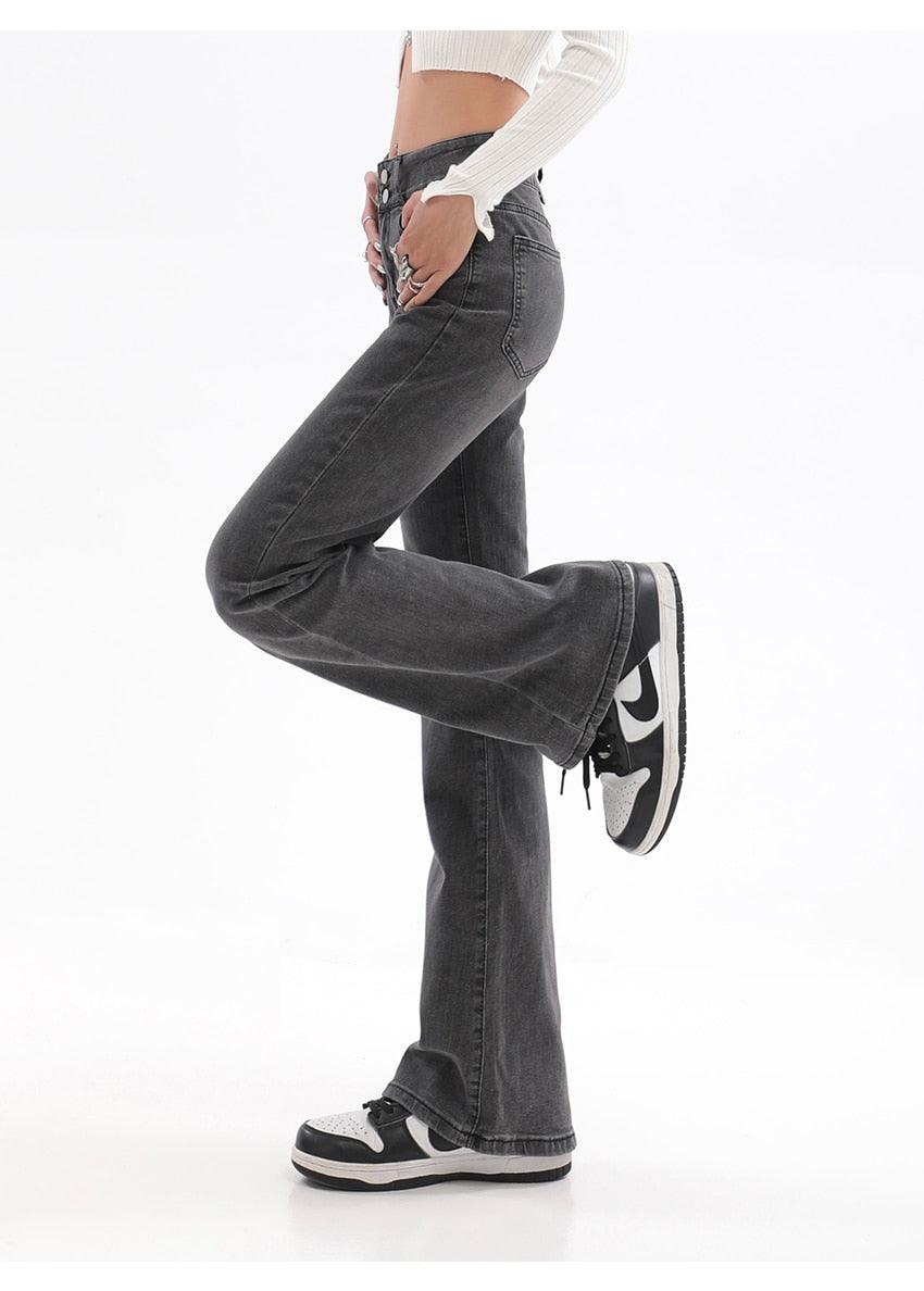 High Waist Flare Retro Denim Pants - UrbanLaws