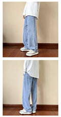 Ankle-length Baggy Washed Denim Pants - UrbanLaws