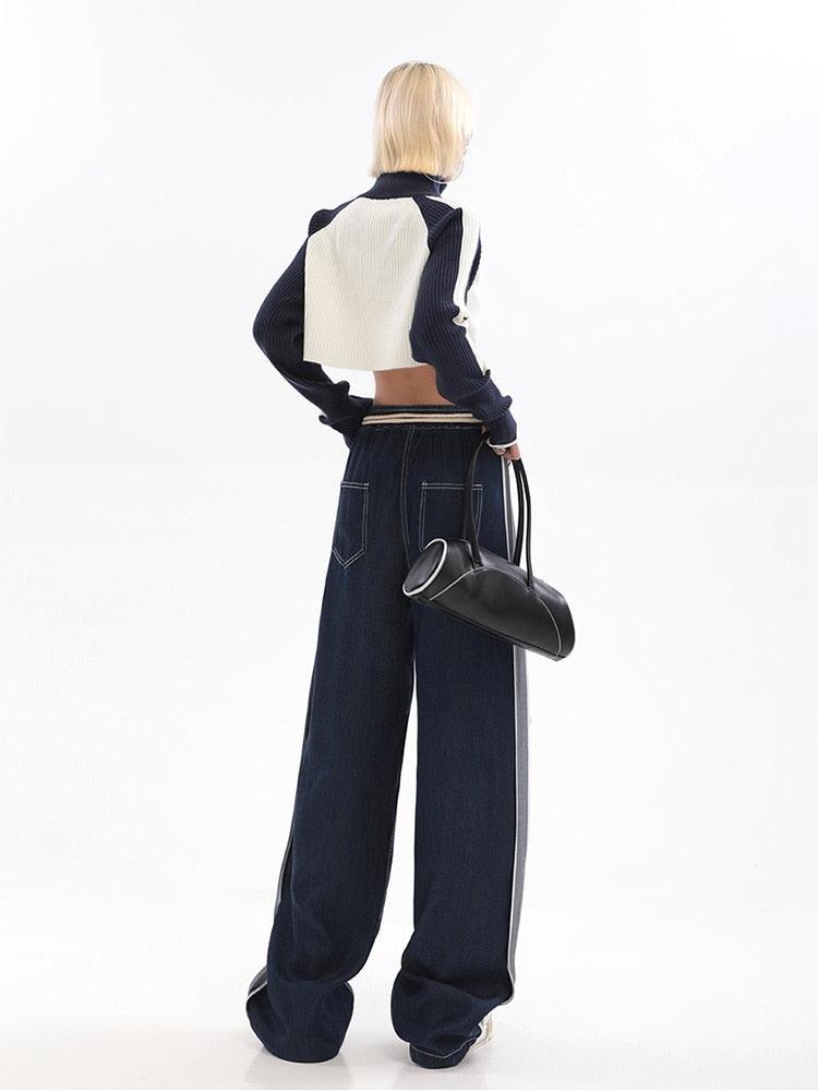 Rope High Waist Baggy Denim Pants - UrbanLaws