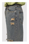 Retro Holes Jeans Denim Pants - UrbanLaws