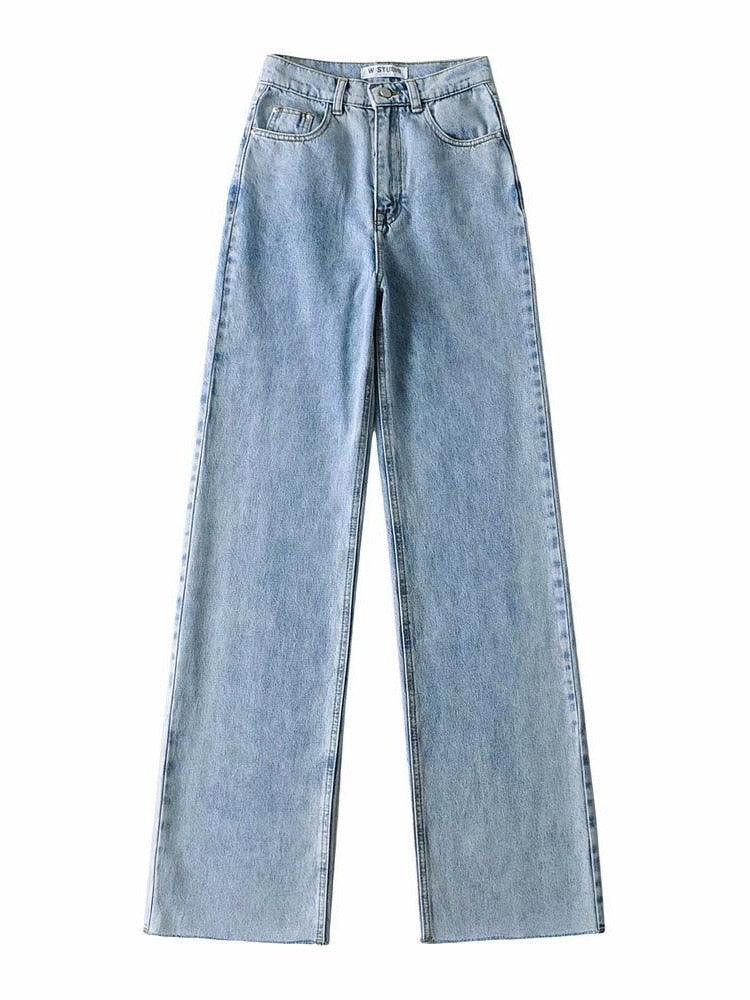 Straight High Waist Women's Denim Pants - UrbanLaws