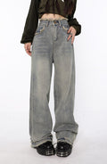 Raw Edged Baggy Washed Denim Pants - UrbanLaws