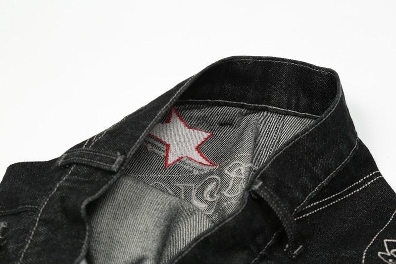 Black Baggy Star Denim Jeans - UrbanLaws