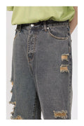 Retro Holes Jeans Denim Pants - UrbanLaws