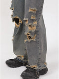 Retro Holes Jeans Denim Pants - UrbanLaws