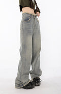 Raw Edged Baggy Washed Denim Pants - UrbanLaws