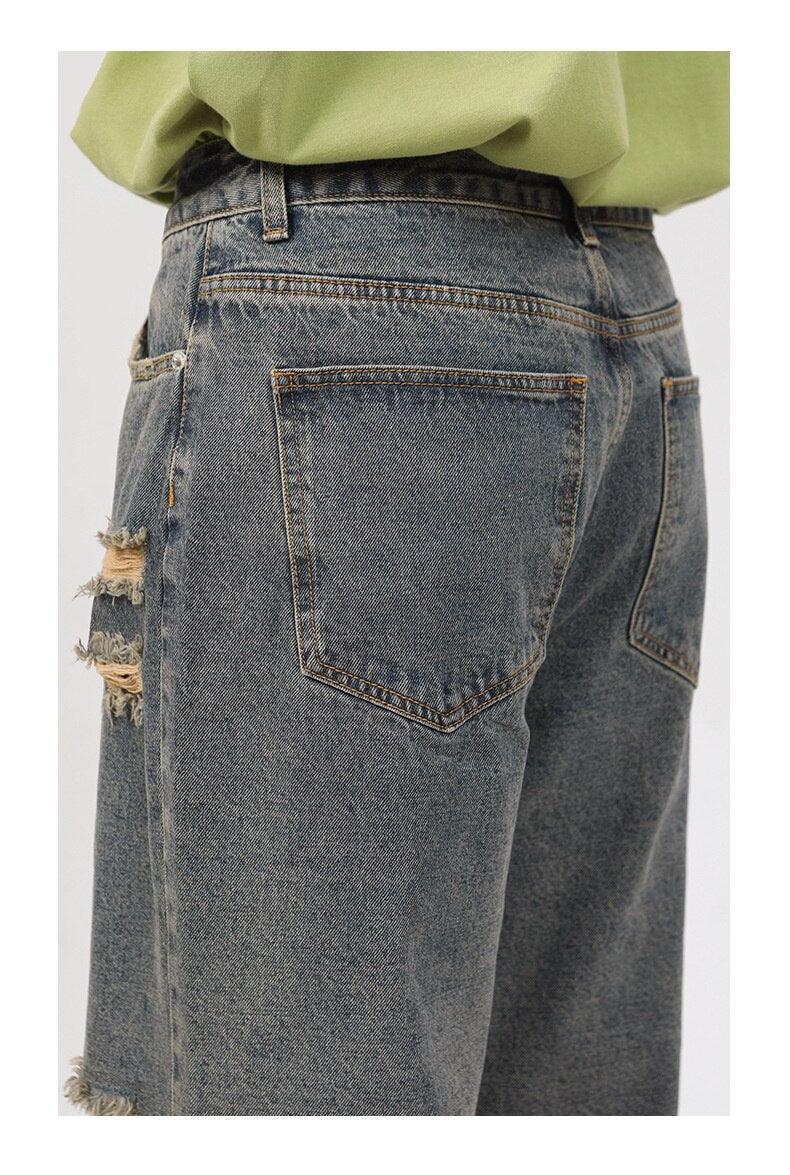 Retro Holes Jeans Denim Pants - UrbanLaws