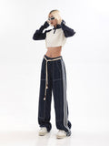 Rope High Waist Baggy Denim Pants - UrbanLaws