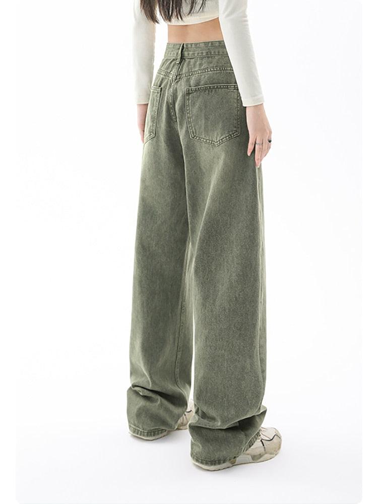 Y2K Green Baggy High Waist Pants - UrbanLaws