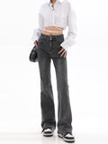 High Waist Flare Retro Denim Pants - UrbanLaws